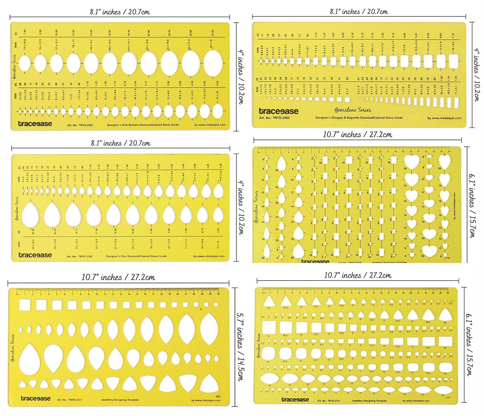 Traceease Jewelry Designing Template Drafting Tools Gemstone Multi,Size Jewel...