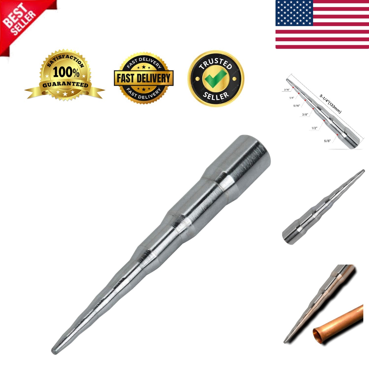 Versatile Swaging Tool - Swages 3/16" to 5/8" Tubing Sizes, Easy Hammer Strike