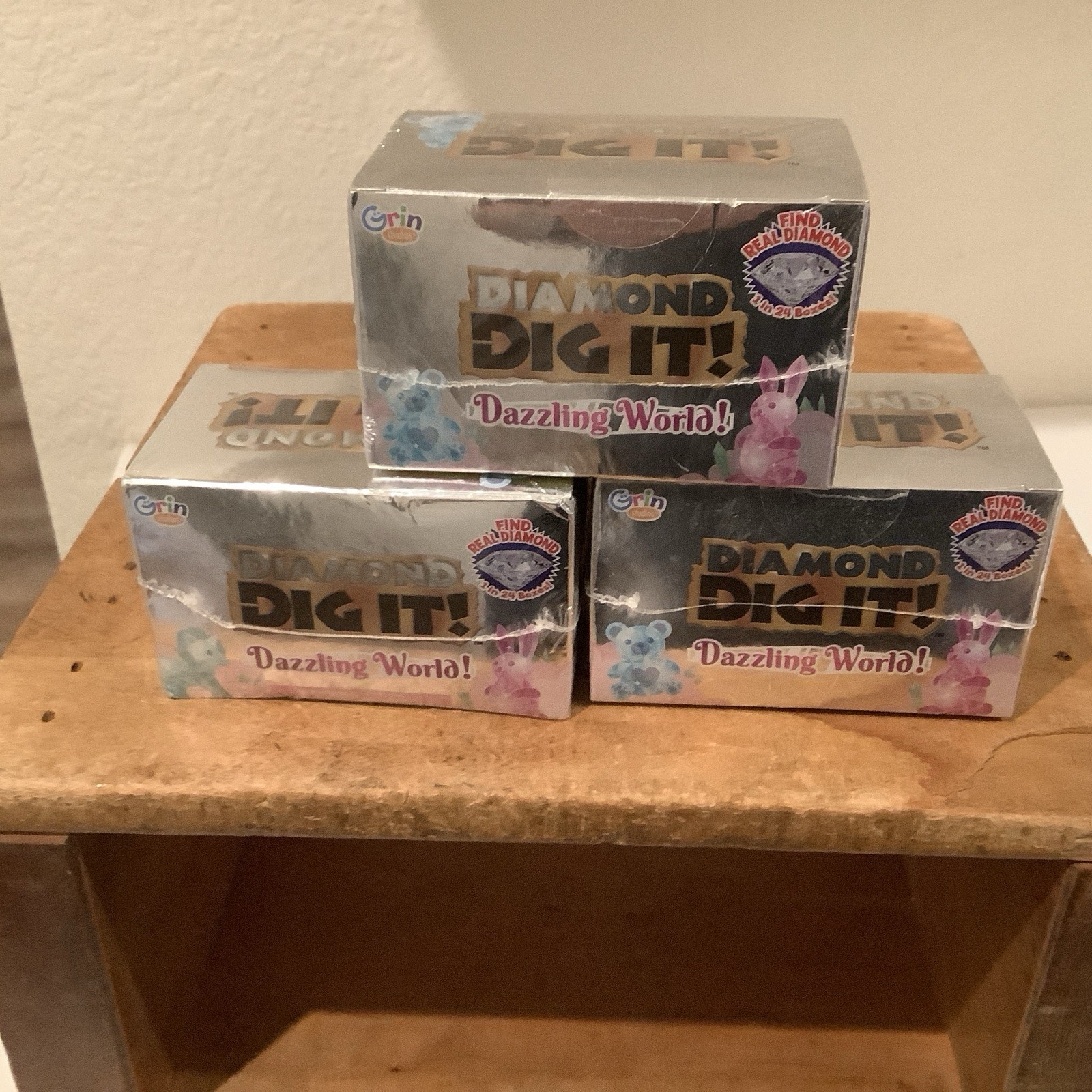 3 Sealed  Grin Diamond Dig It (Dazzling World) Find Real Diamond 1 In 24 Boxes