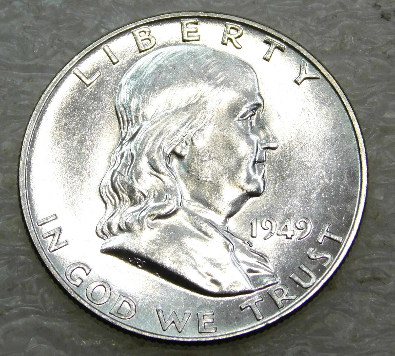 1949 P Franklin Half Dollar BU 99% FBL Frosty White Luster in saflip #S317