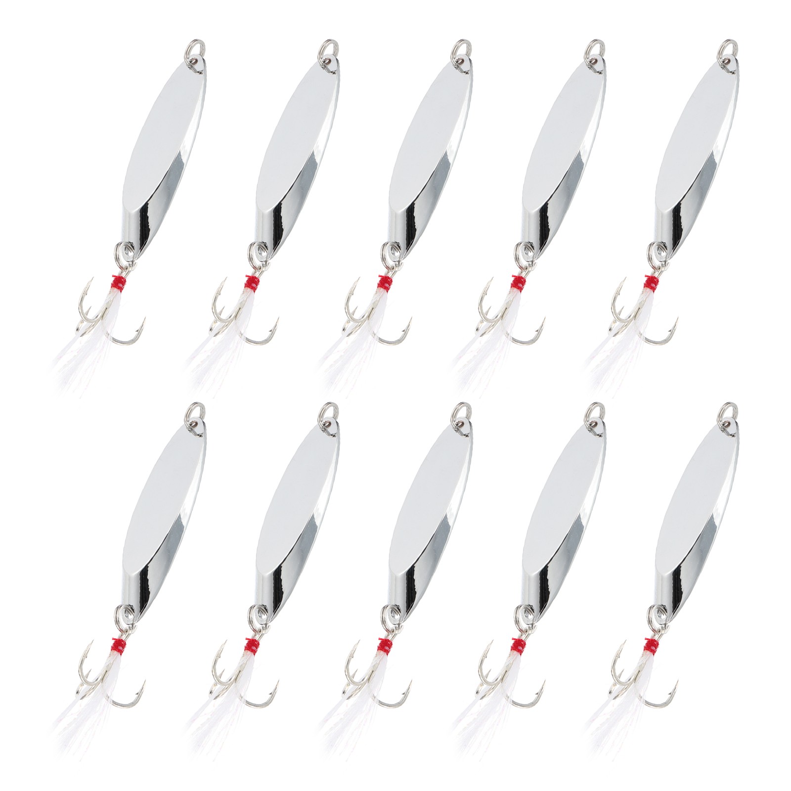 10Pcs 1/2 oz Metal Fishing Spoons Fishing Lures Casting Spoon, Silver Tone