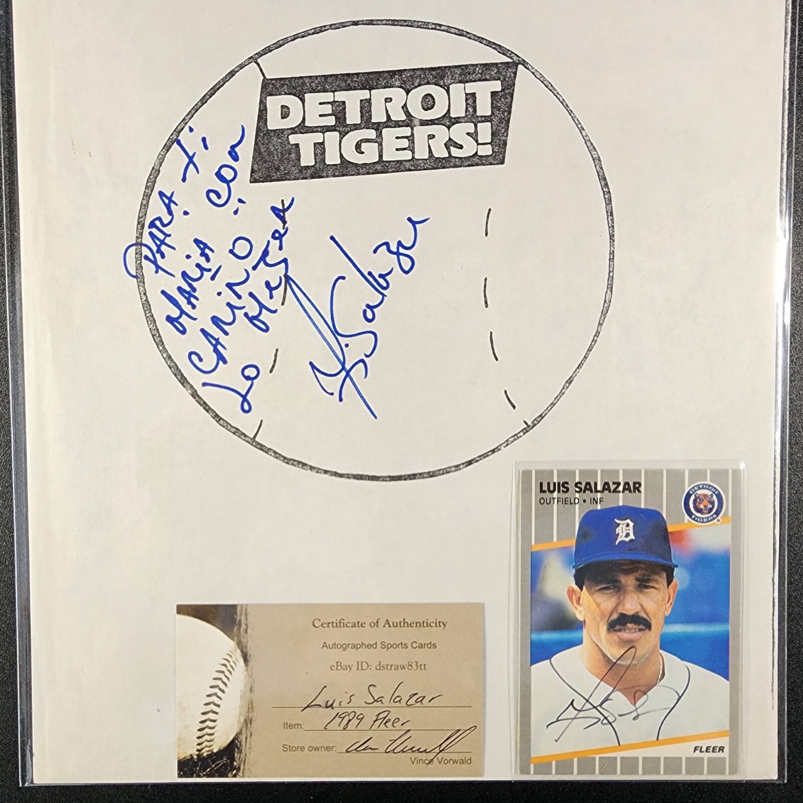 (Lot of 2) 1989 Luis Salazar Autographs Detroit Tigers - MINT