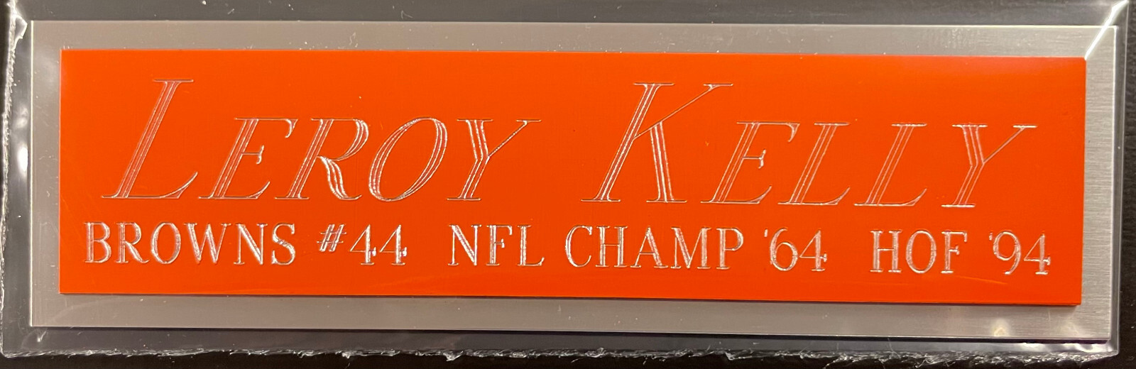 LEROY KELLY BROWNS NAMEPLATE FOR AUTOGRAPHED SIGNED FOOTBALL-HELMET-JERSEY-PHOTO