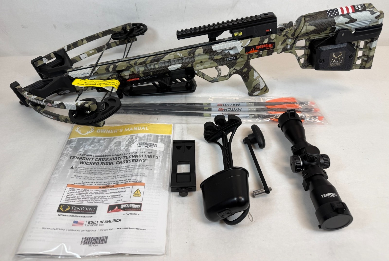 Used- Wicked Ridge Invader M1 Crossbow with ACUdraw (non-decock) Device Peak XT