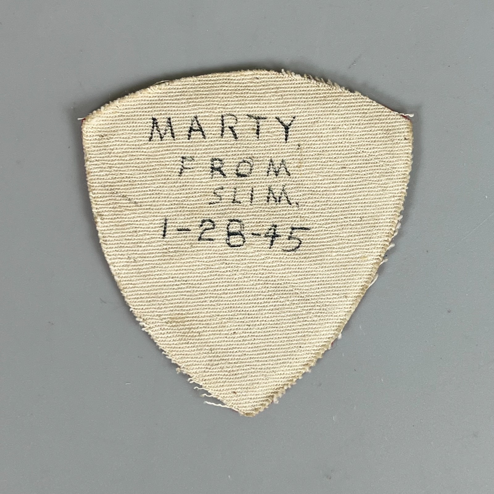 3rd Marine Division Original WW2 Wool Patch Dated "Marty From Slim 1-28-45"