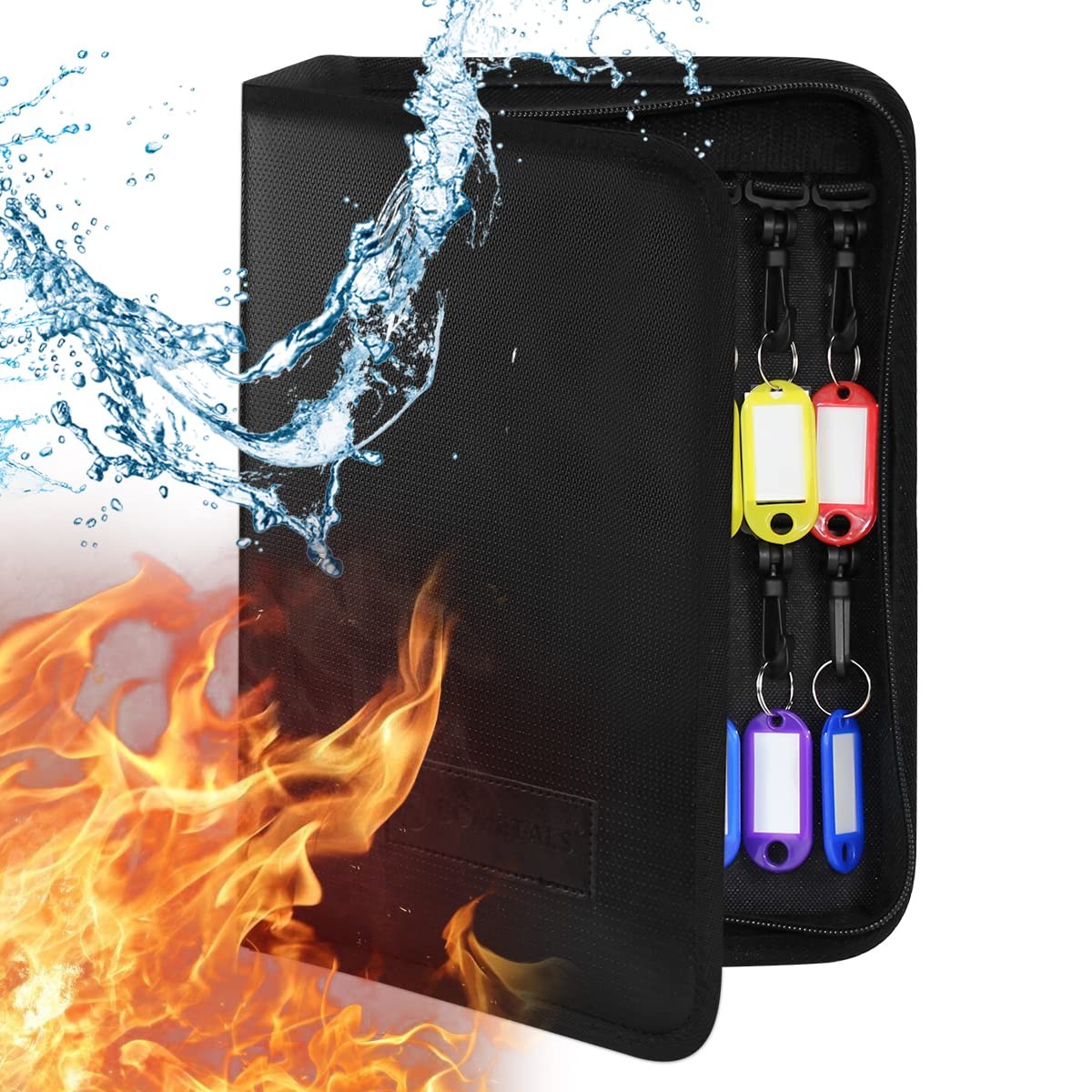 Portable Fireproof Waterproof Zippered Key Case Organizer 36 Hooks Tags Book