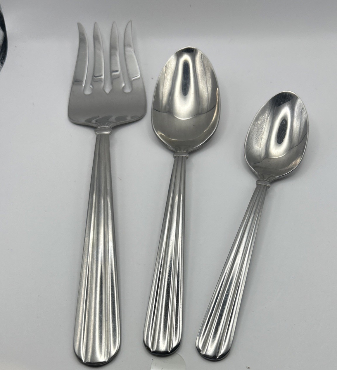 3 Pc Oneida Unity Stainless Flatware 2 Spoons And Cold Meat Serving Fork
