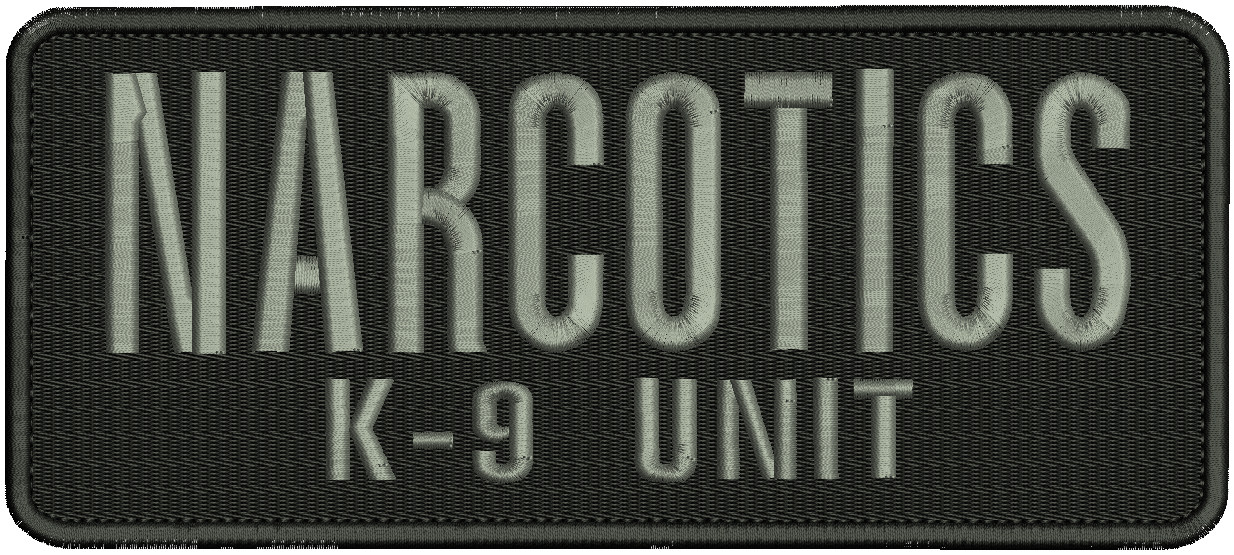 Narcotics K-9 Unit embroidery patch 4X10 hook grey