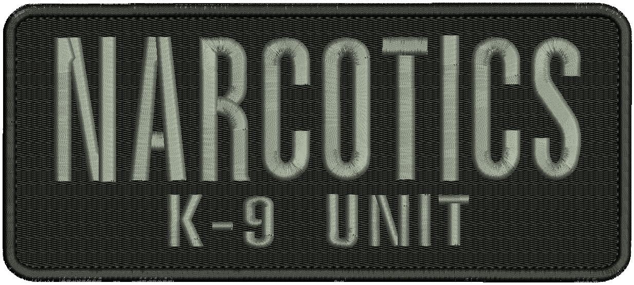Narcotics K-9 Unit embroidery patch 4X10 hook grey
