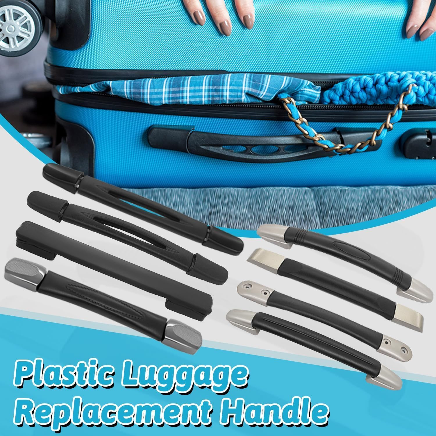 2Pcs Luggage Handle 9.06" X 0.98" (L X W) Plastic Pull Handle Grip Replacement 2
