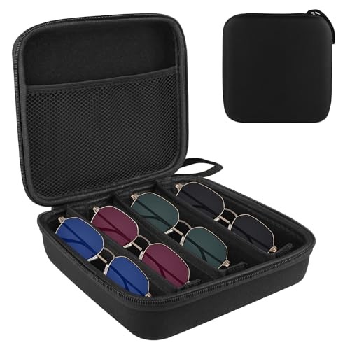 Sunglasses Case for Multiple Pairs Portable Sunglass Case 4 Slots Black 2