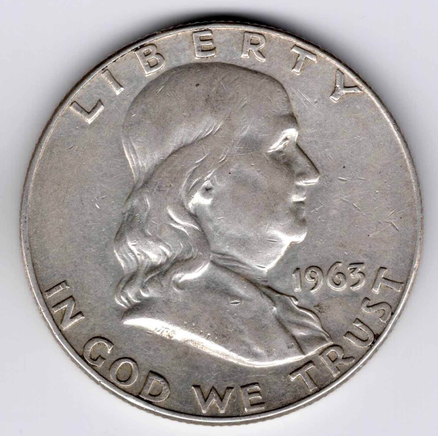 1963-D Franklin Circulated Silver Half Dollar 90% Silver