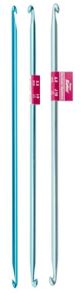3 Susan Bates Silvalume Aluminum Double-End Crochet Hook 10"  Sizes H8, I9, J10
