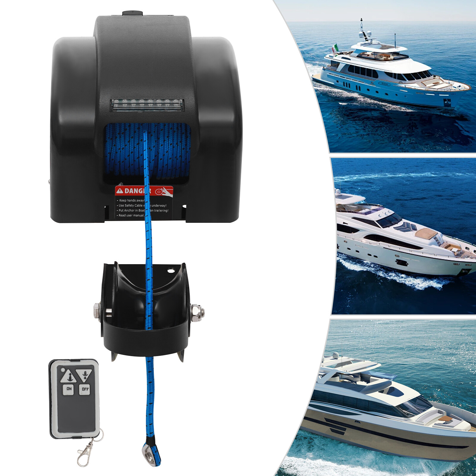 Electric Anchor Winch W/ Remote Control Kit Boat Marine Winch 45LBS