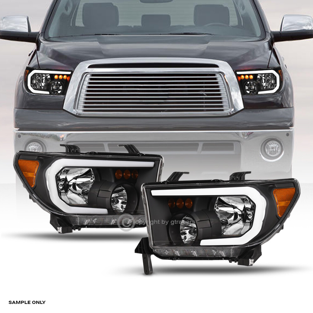 For 2007-2013 Tundra/2008-2017 Sequoia Black Headlights Signal Amber w/LED Tube