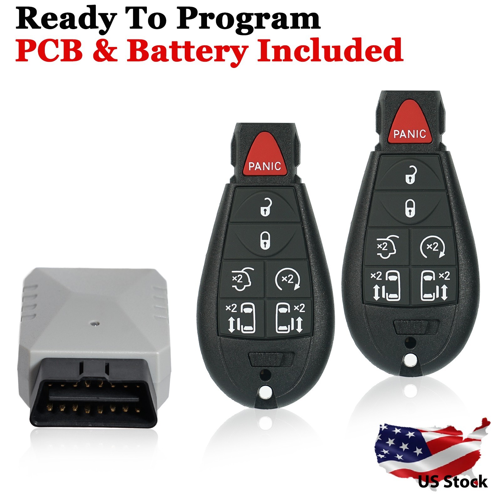 2 Remote Key Fob Kit  For 2008-2016 Dodge Grand Caravan Chrysler Town & Country