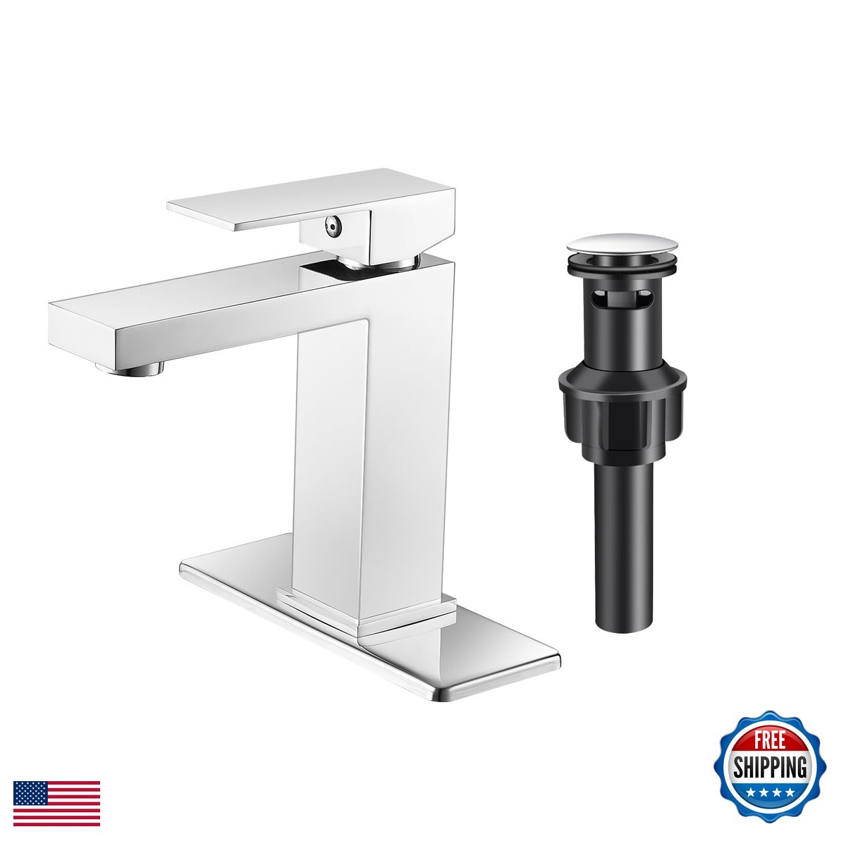 PONAFOU Chrome Bathroom Faucet 1 Hole Single Handle Vanity Faucet ZP-9002DX