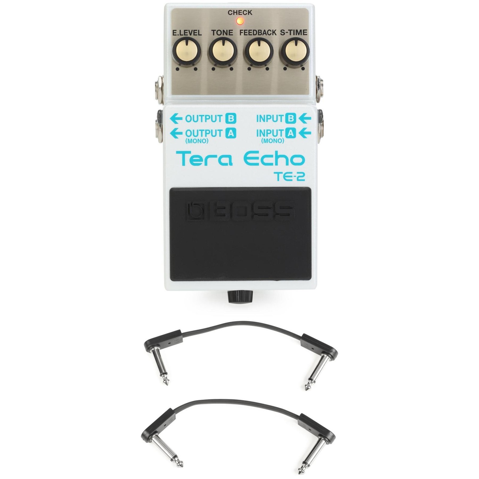 Boss TE-2 Tera Echo Pedal with EBS Patch Cables