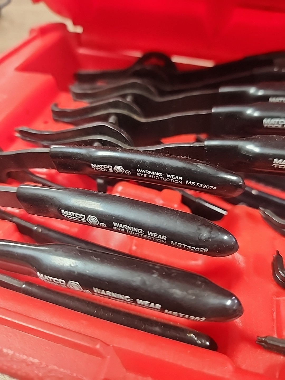 Matco MST1225 QTR Turn Retaining Ring Pliers 12 Piece Set with Case COMPLETE EUC