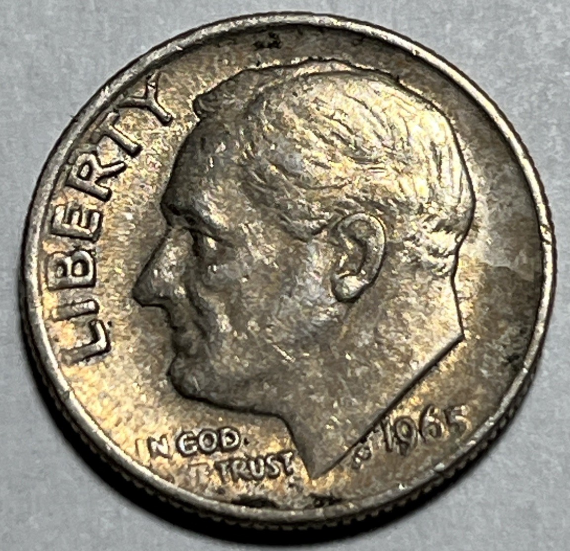 1965 Roosevelt Dime Errors DDO Strike Through Grease Toning