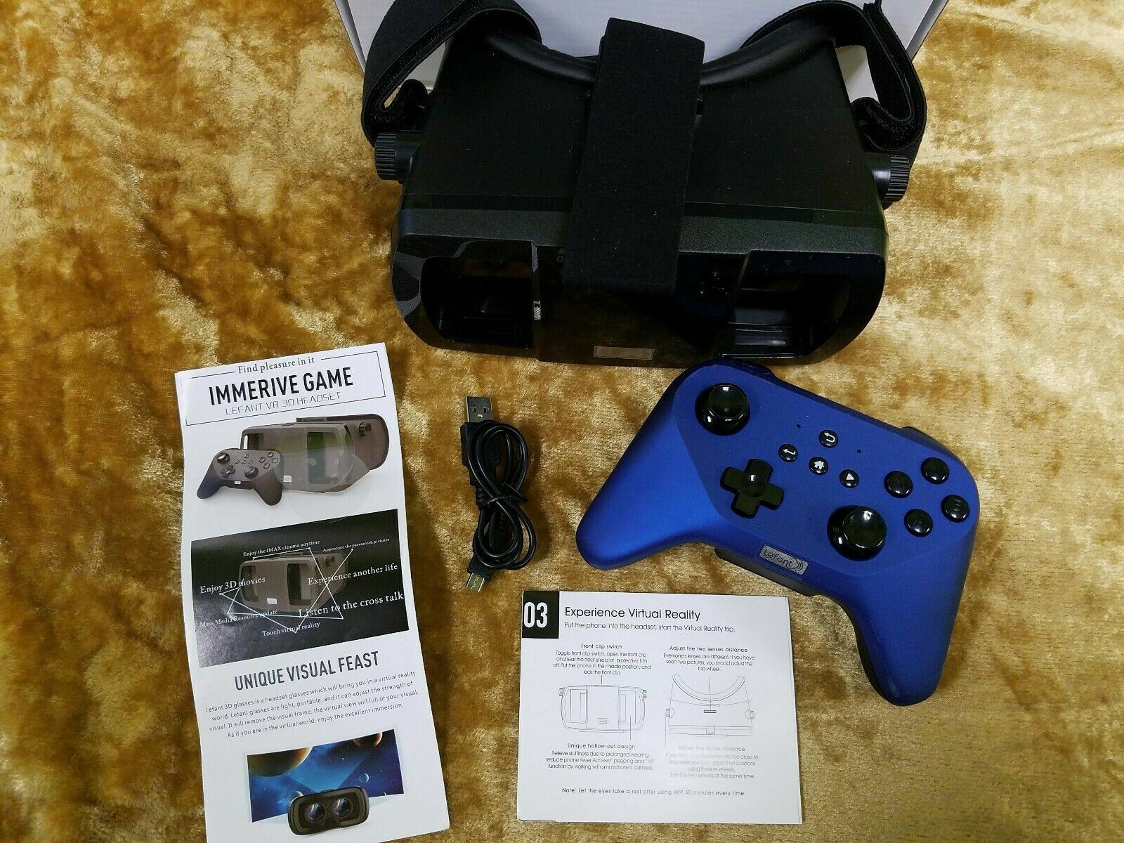VR LMJ3 3D Virtual Reality Headset FOV96 IPD Focus with Blue Controller Lefant
