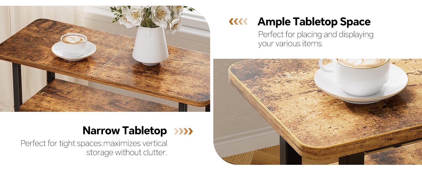 C Shaped Side Table, End Table Set of 2, Sofa Couch Table