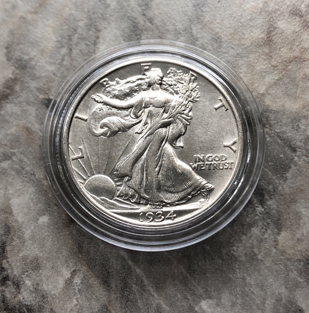1934 WALKING LIBERTY SILVER HALF DOLLAR ABOUT UNCIRCULATED