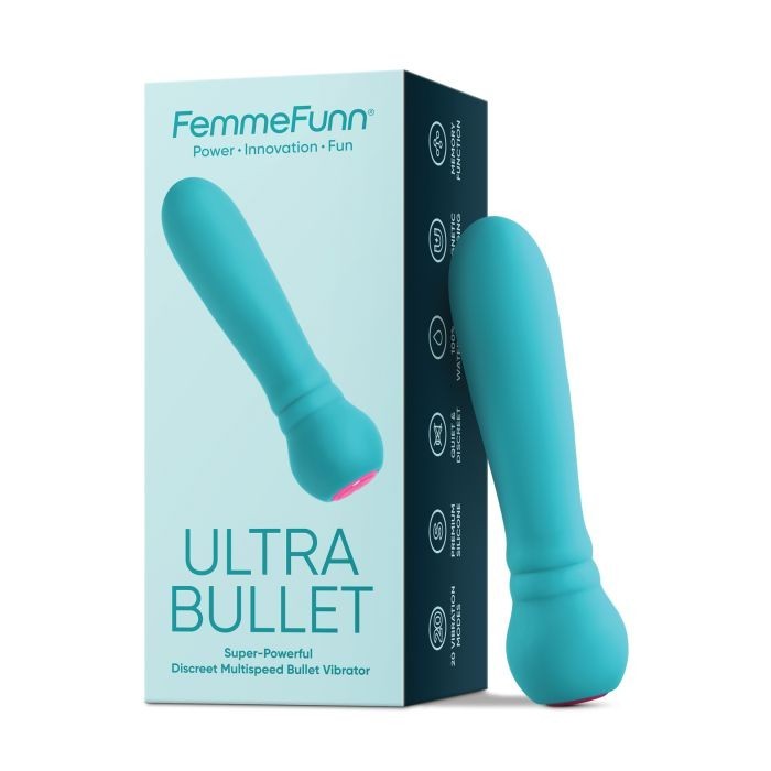 NEW FemmeFunn Ultra Bullet Massager Rechargeable Silicone Vibrator Turquoise