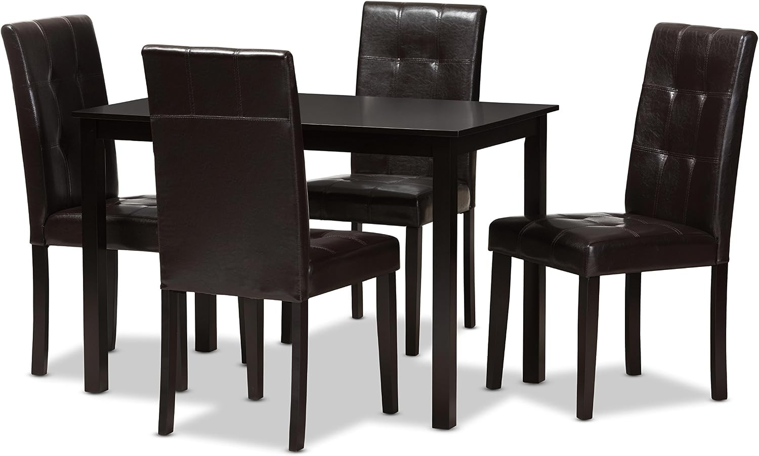 Aveline Modern and Contemporary Dark Brown Faux Leather Upholstered 5-Piece Dini