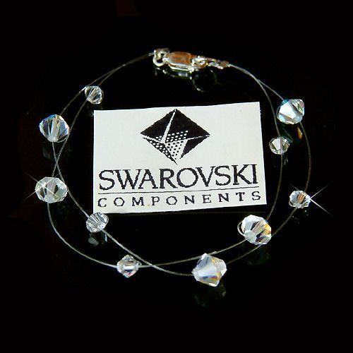 ~2 strands FLOATING~ made with Swarovski Crystal Bridal Sterling Silver Bracelet