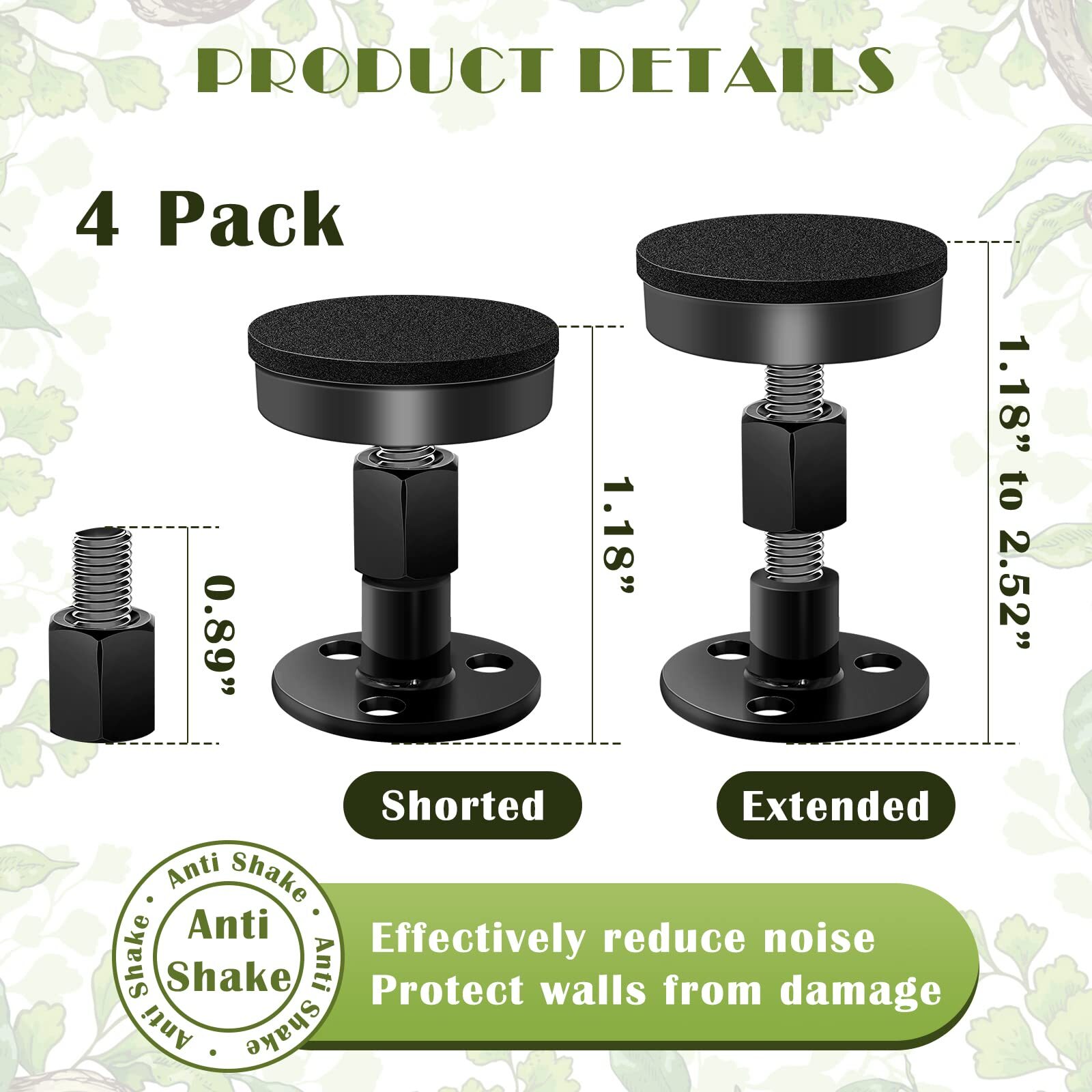 4Pack Headboard Stoppers Adjustable Bed Noise Stopper for Bed Frame Sofa Cabinet