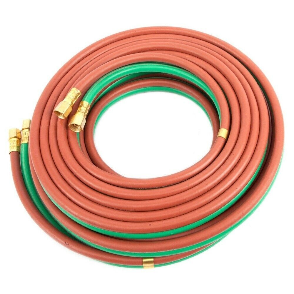 Oxy-Fuel Twin Welding Hose T Grade 1/4" ID, 25FT B B 9/16-18 Size Fittings