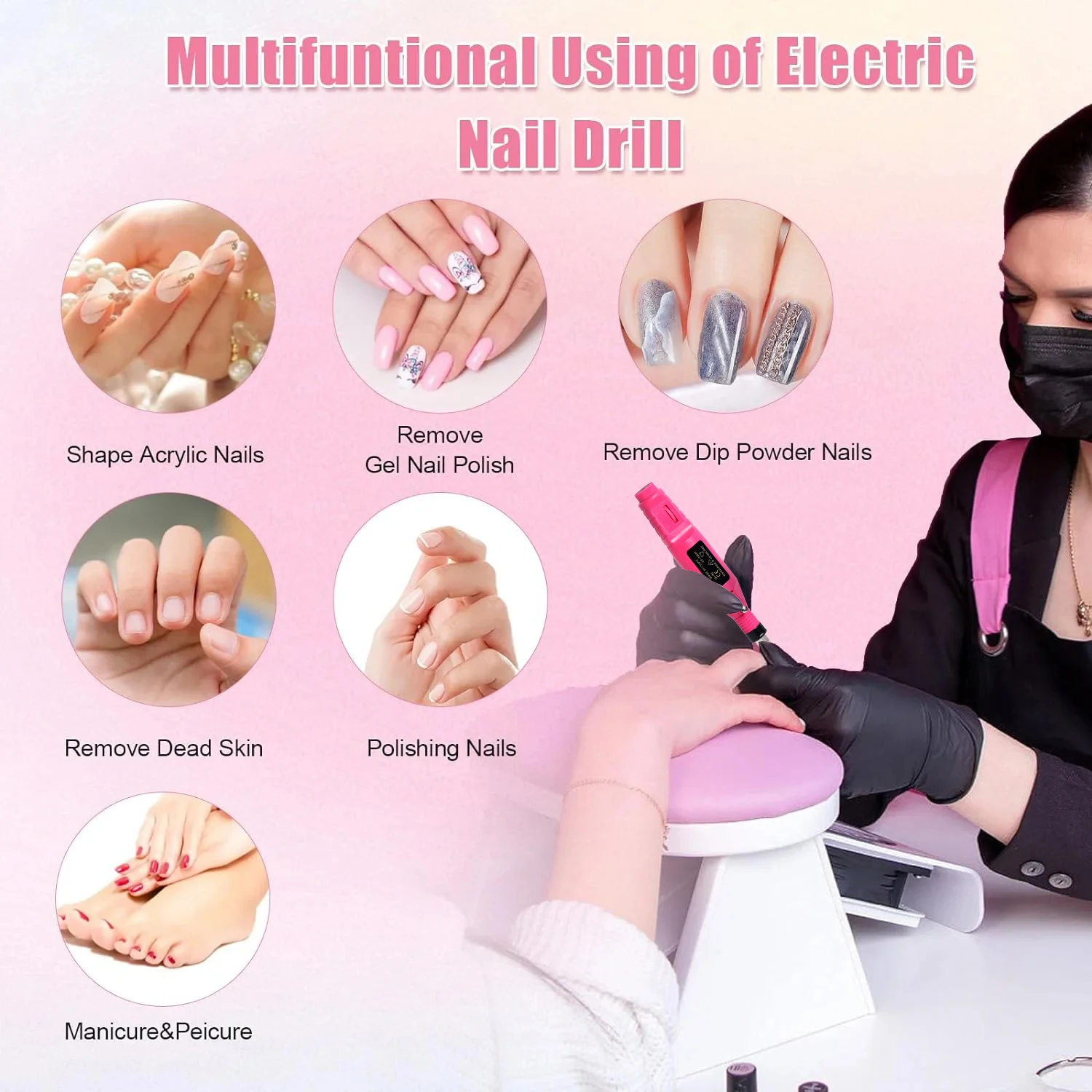 Electric Drill File Nail Machine Nail Sander Manicure Machine Pedicure Tool Set