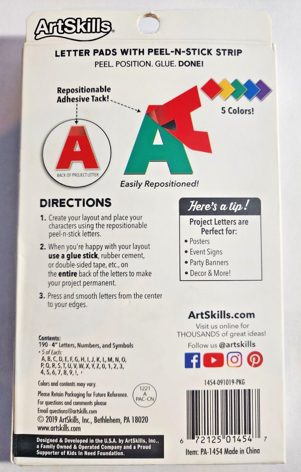 ArtSkills Jumbo Project LETTERS and Numbers CLASSIC