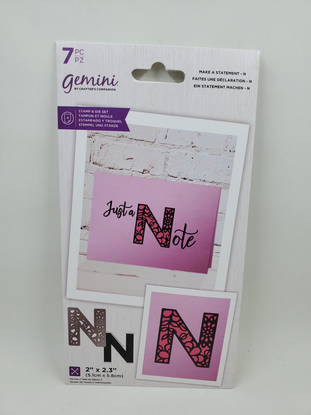 CSD1 Crafters Companion Make a Statement stamp and die set - Letter N new