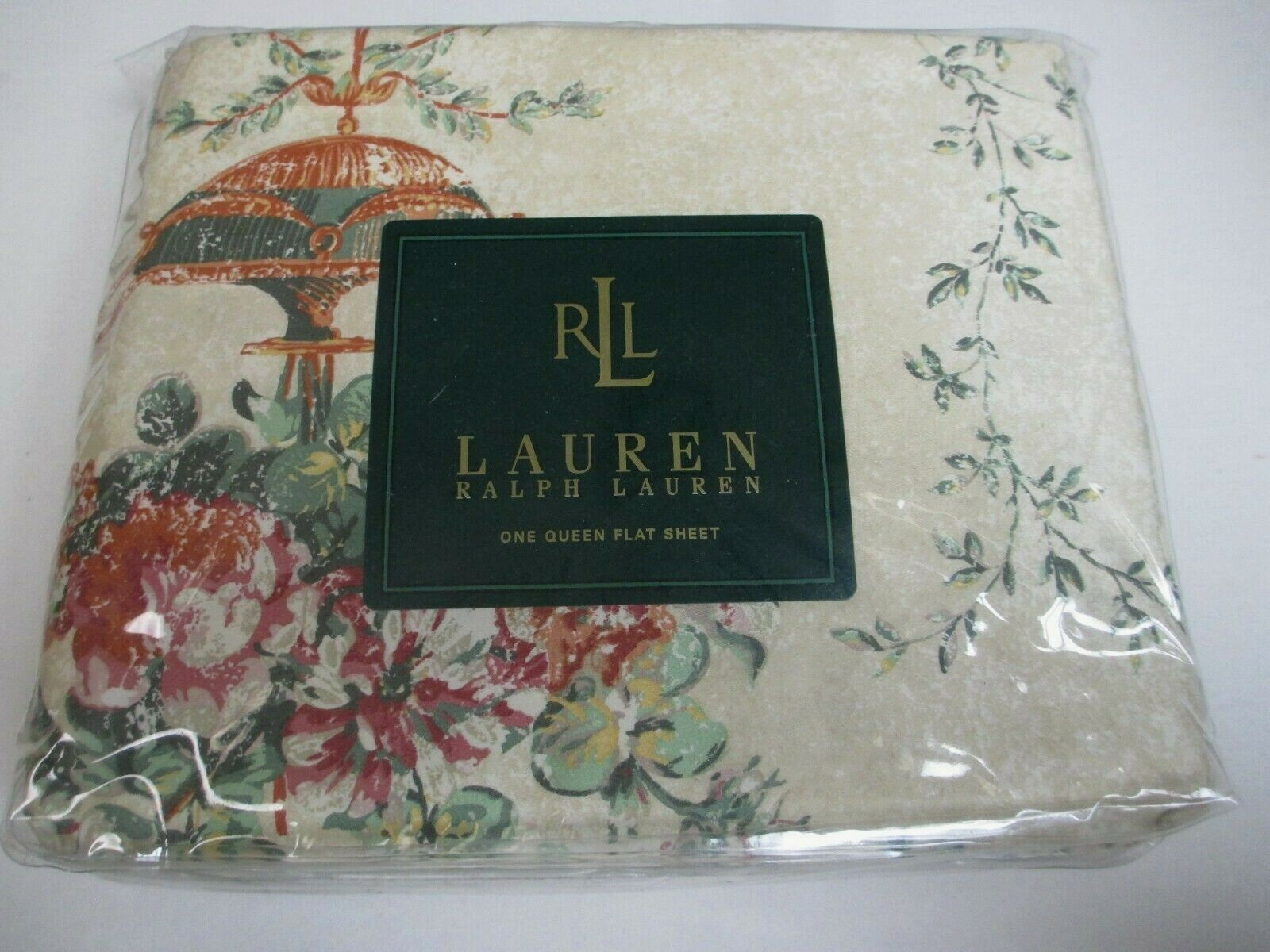 RARE Ralph Lauren VILLANDRY 450TC Floral Flat Sheet - Queen