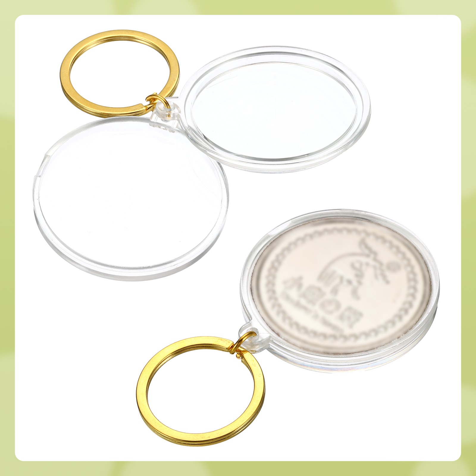 Plastic Coin Holder Keychain, 2Pcs Coin Case with Key Ring, Golden