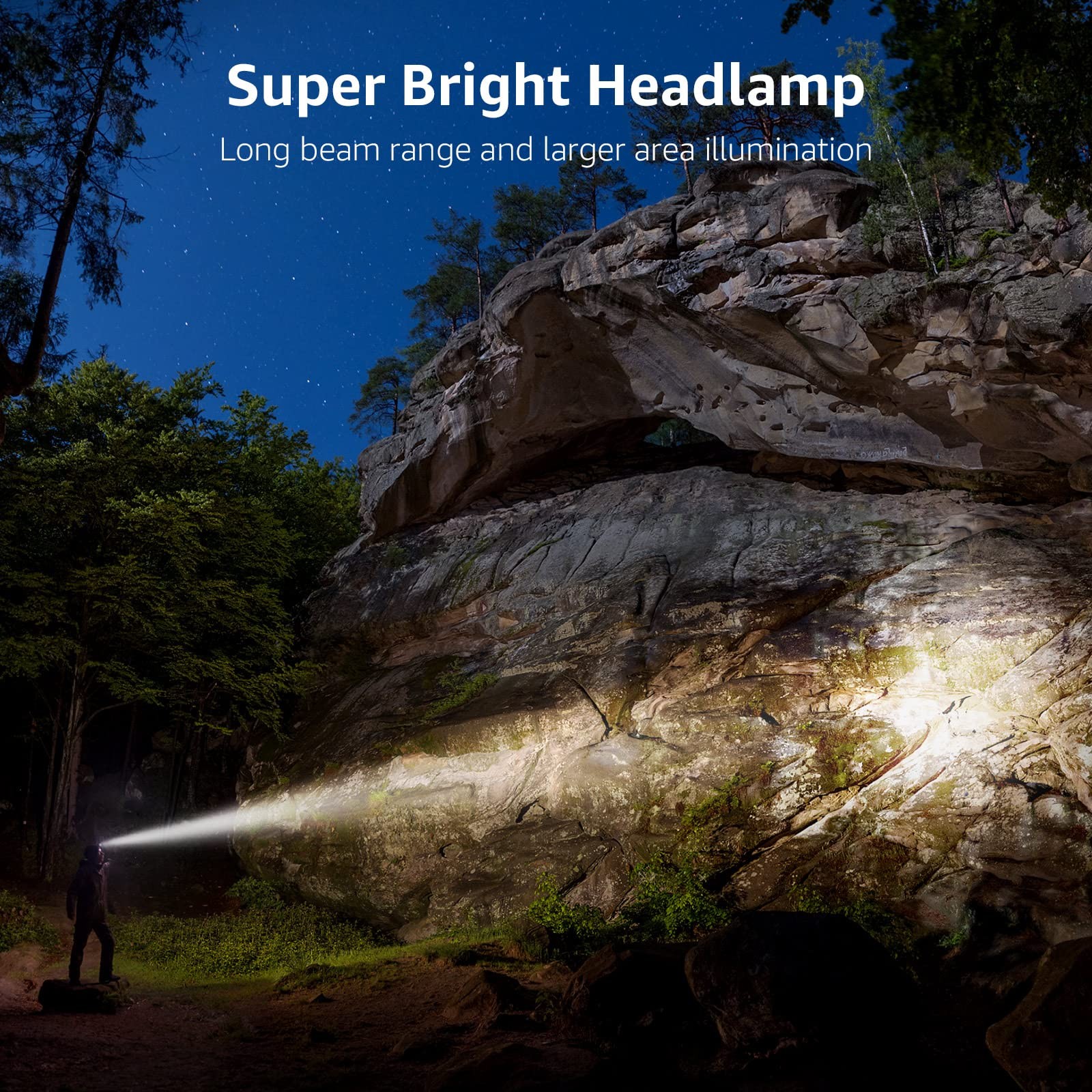 Lighting EVER LED Headlamp Rechargeable IPX4 Waterproof Headlight 2 Pack