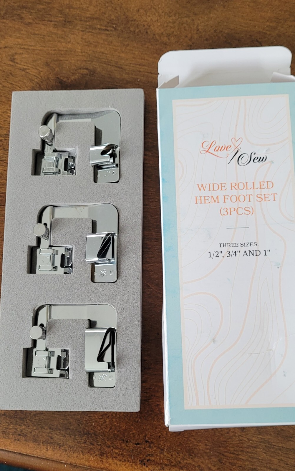 Love Sew Click On Wide Rolled Hem Foot Set (3PCS) NEW