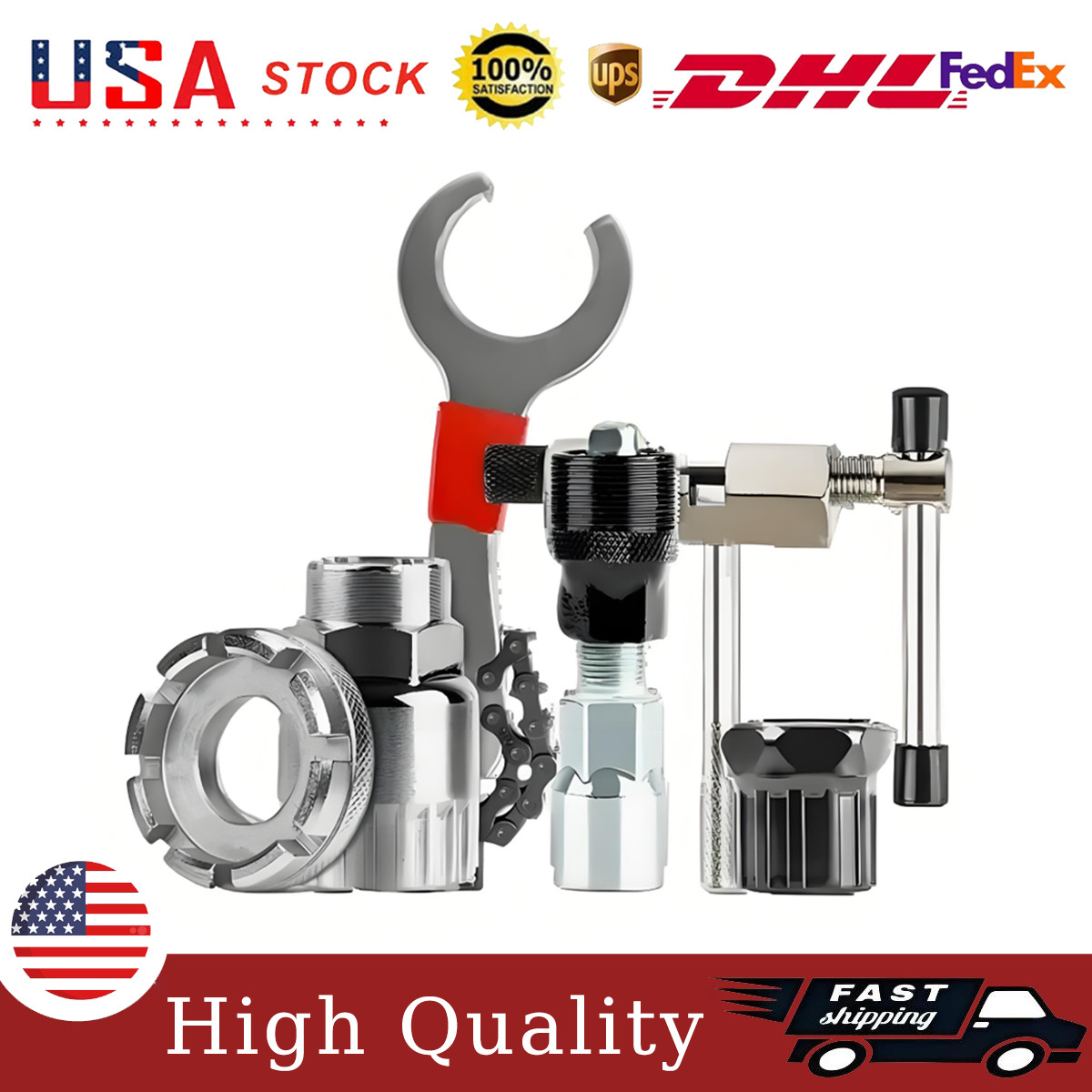 Bike Tool Kit w/ 3-in-1 Cassette Remover Wrench Crank Puller Extractor 6PCS New