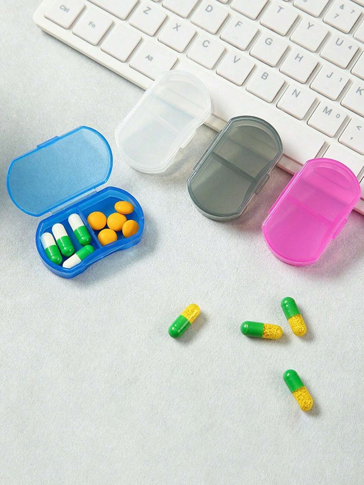 4pc Mini Portable Multi-Compartment Pill Box, Small Pill Case For Outdoor