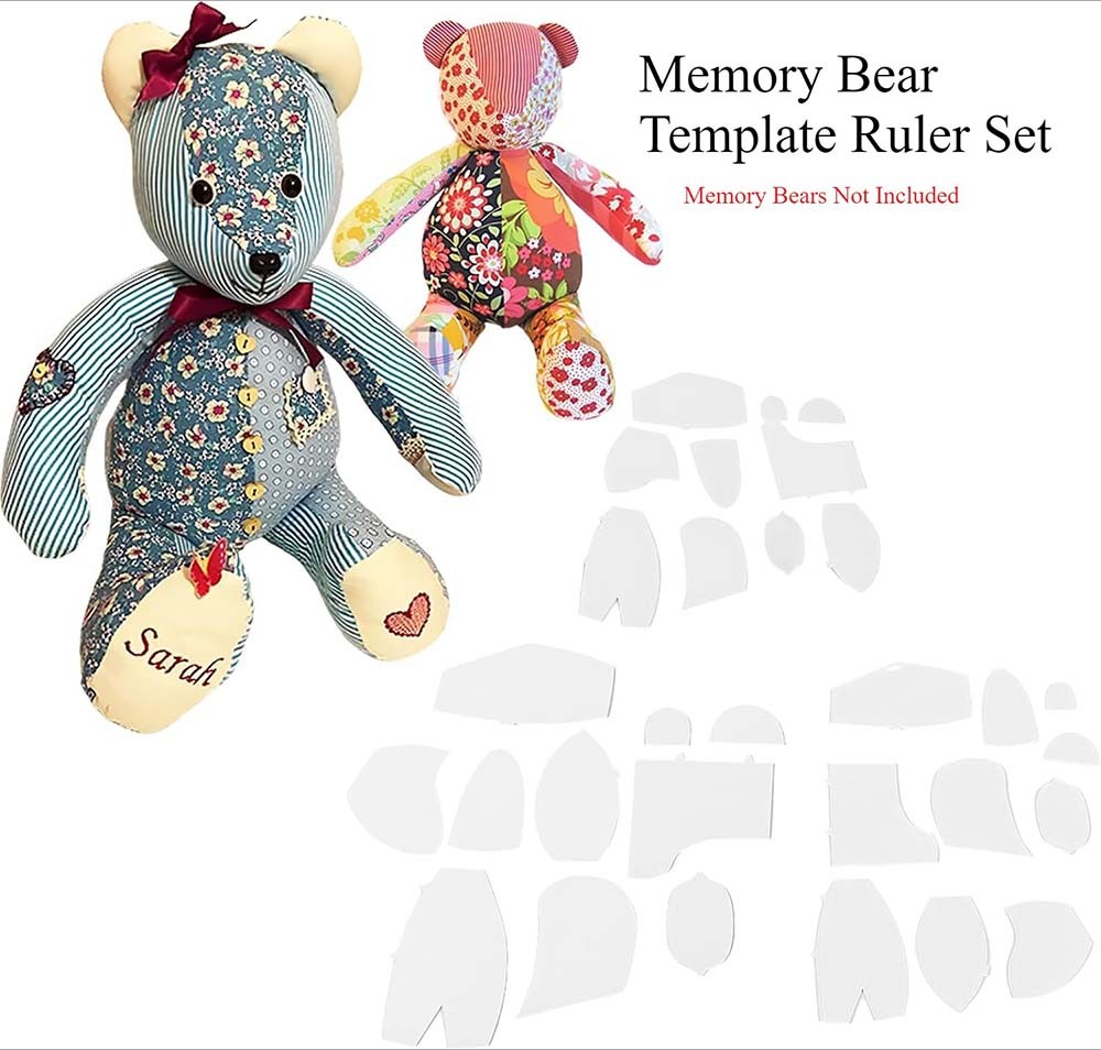 Durable Memory Bear Template Ruler Set for Easy Fabric Cutting and Sewing DIY