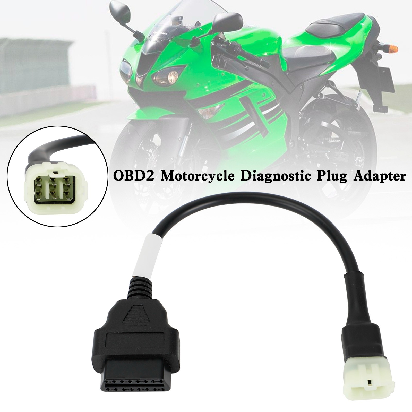 OBD2 6 Pin Diagnostic Plug Adapter For Kawasaki Motorcycle Scooter ATV Cable U1