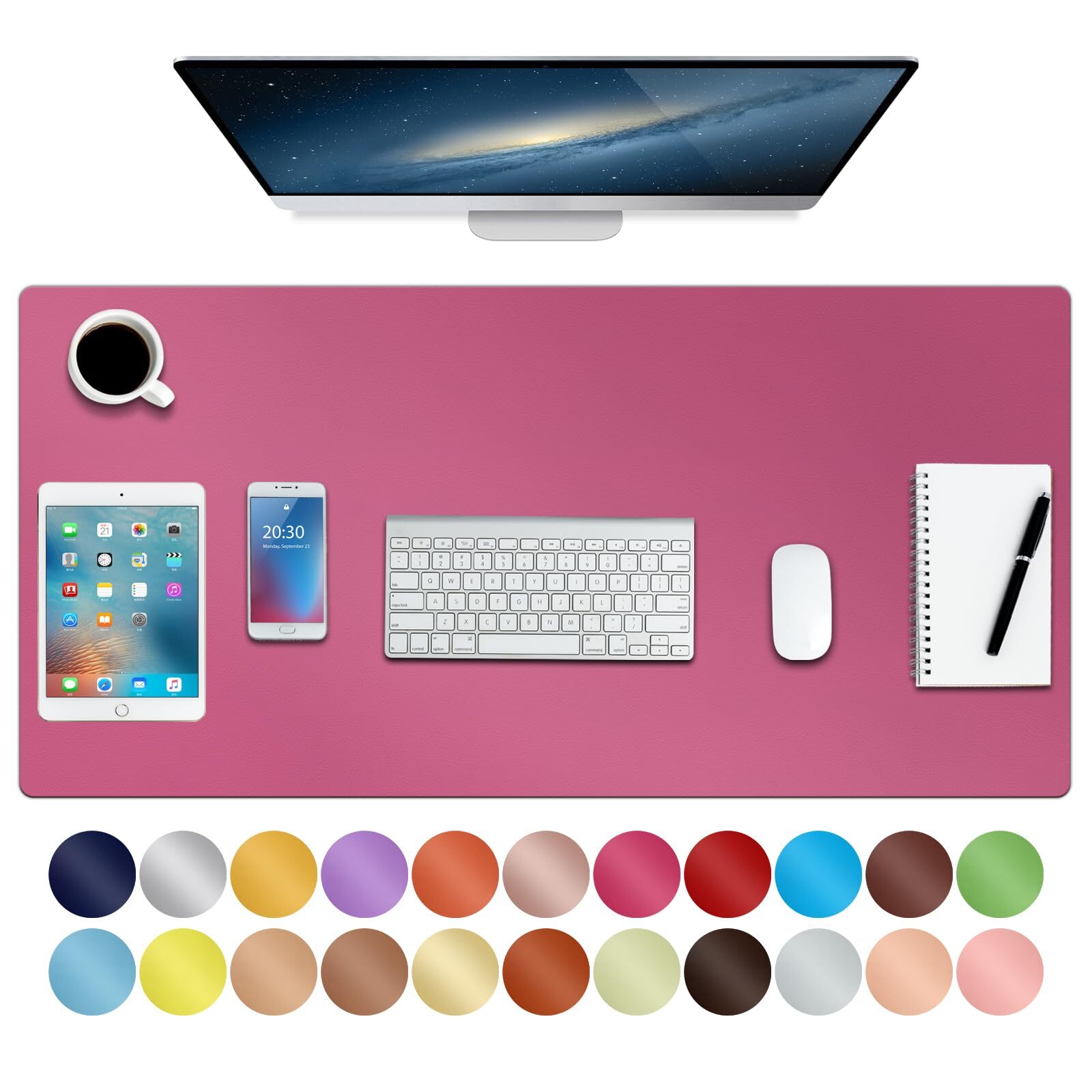 ‎Leather Desk PadNon-Slip Mouse PadWaterprooft Leather Gaming Desk MatExtende...