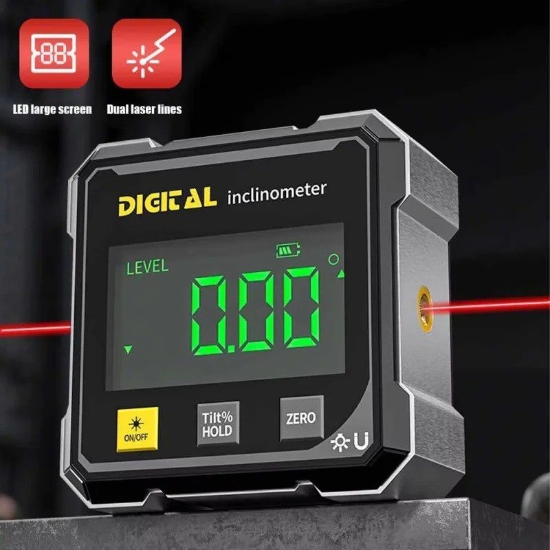 Digital Angle Finder with Electronic Laser 2-Side Magnetic Gauge Level LCD