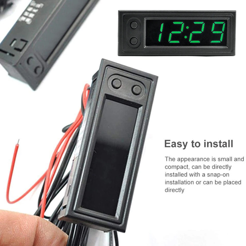3 in 1 Car Thermometer Voltmeter High Precision Car Temperature Clock Luminous