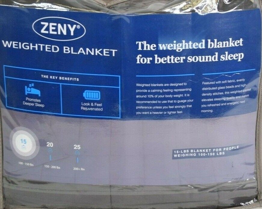 ZENY Weighted Blanket, 48x72, 15 lbs, Gray