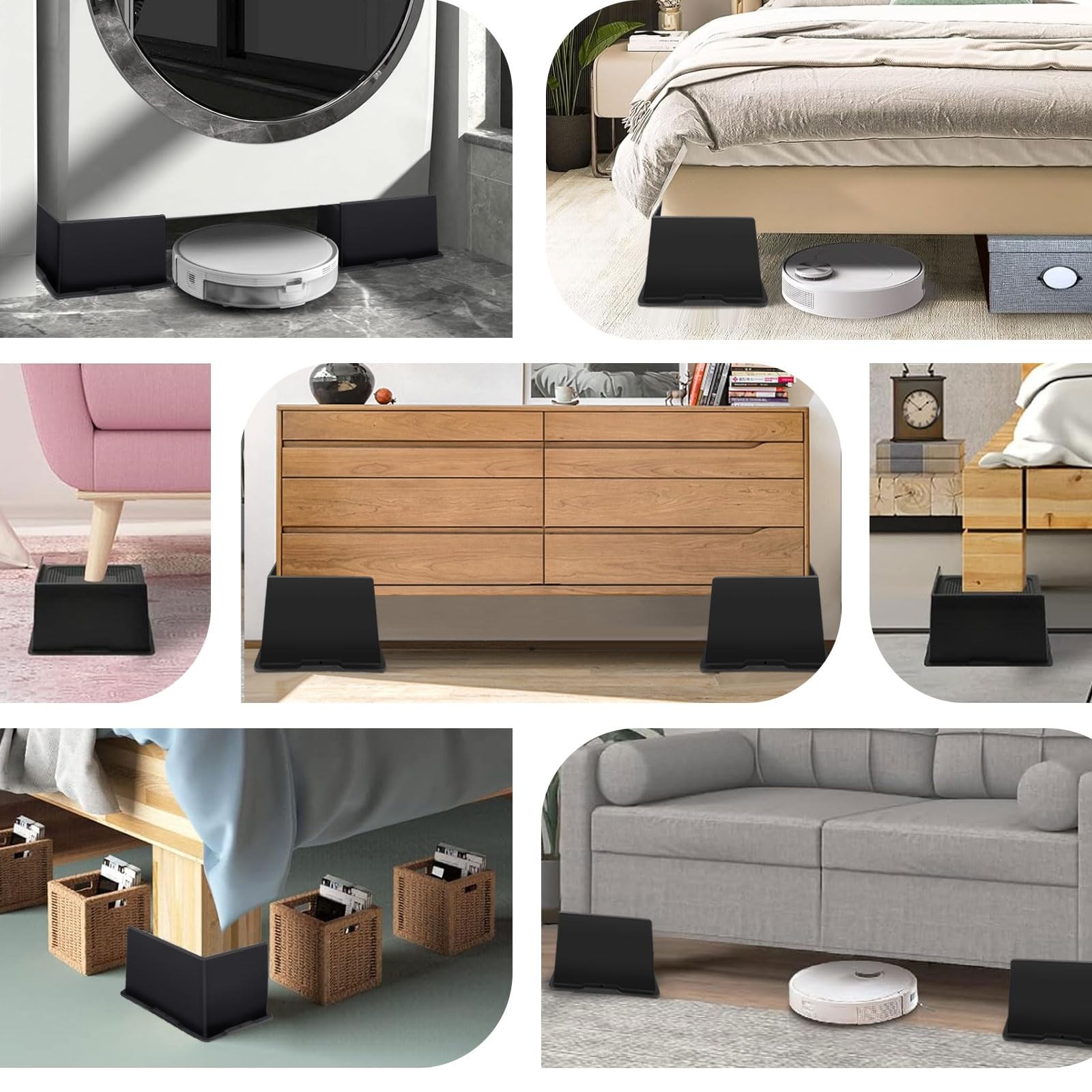 Bed Risers 6 Inch Heavy Duty,Oversized Couch Risers, Extra Wide Furniture Ris...