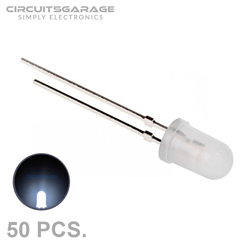 50 X 5mm Milky Diffused White Clear LED Light Emitting Diode Bulb - USA