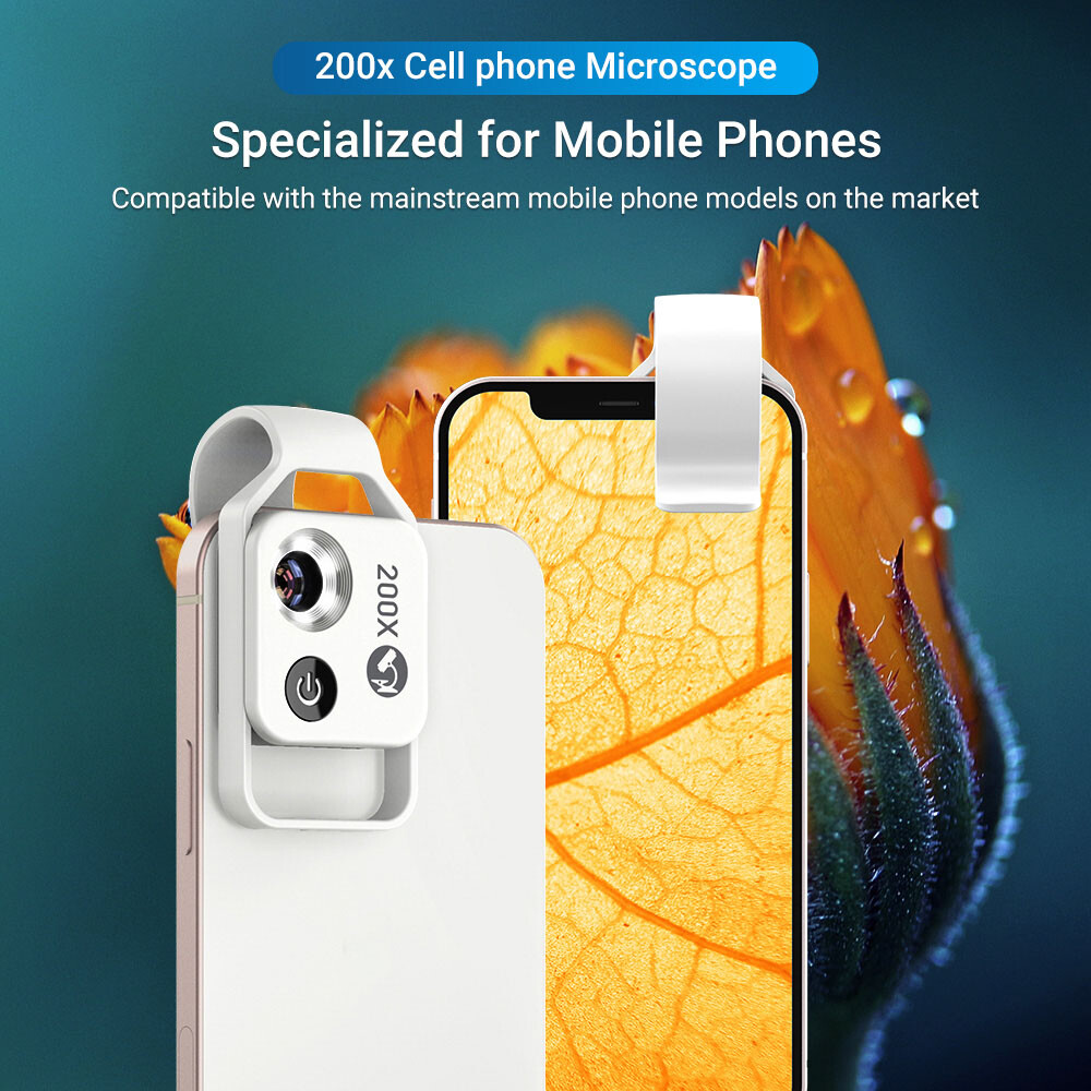 Mini Microscope with CPL Lens Led Light 200x Micro for iPhone Android Cell Phone